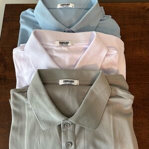 Men's Long Sleeve Moisture Wicking Polo Shirt - Light Blue, White, Gray